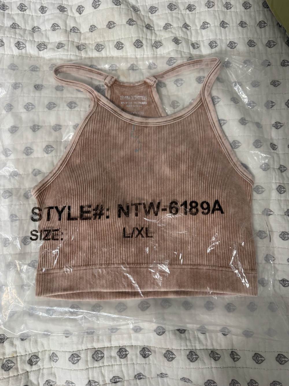 Zenana Outfitters Blush Pink Ribbed Cropped Tank L/XL